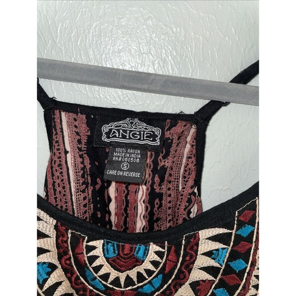 Boho Aztec‎ Tank Midi Dress Embroidery Side Slits Sz Small boho festival - Picture 5 of 8